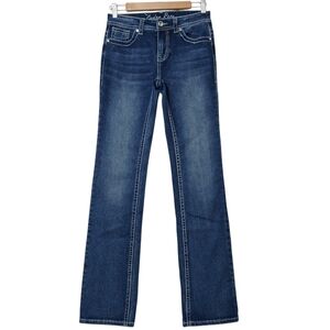 CEDAR ROSE Jeans Bootcut Blue Indigo Wash Embellished Horse Shoe Stretch